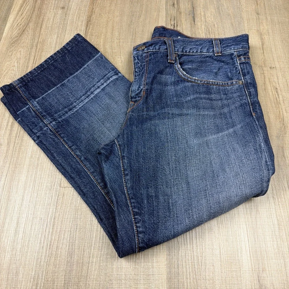 Gap Jeans Womens 28 6 Cropped Wide Leg Cuffed Hem 100% Cotton Denim Medium‎ Wash